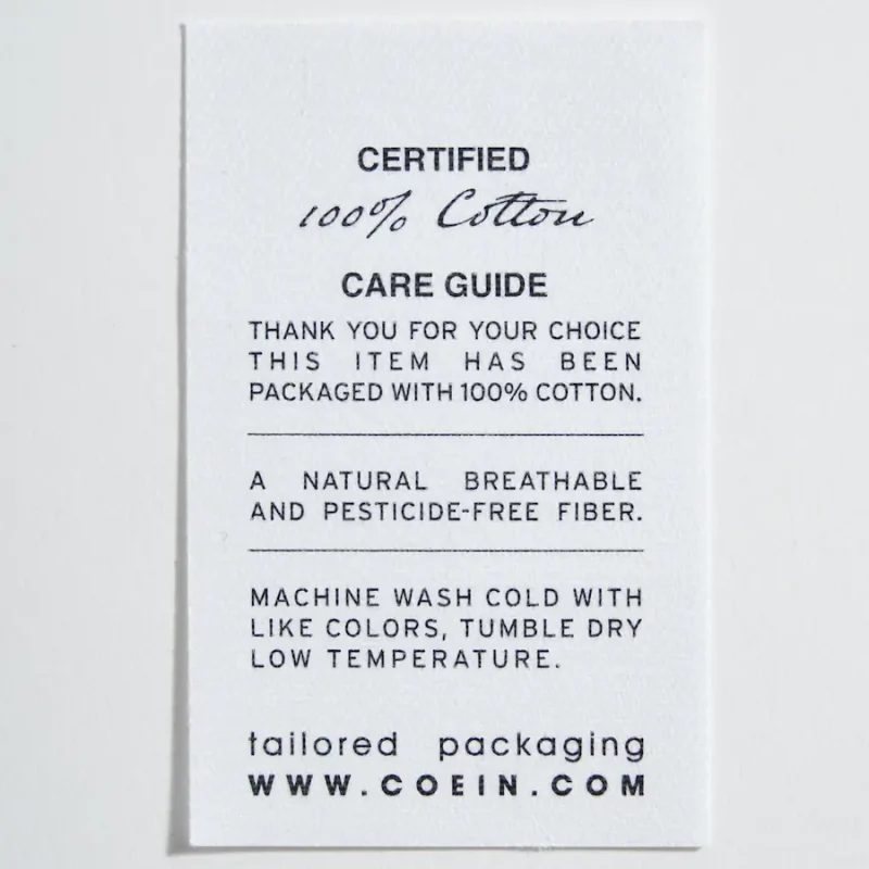 Etichetta stampata in digitale su cotone pesante |